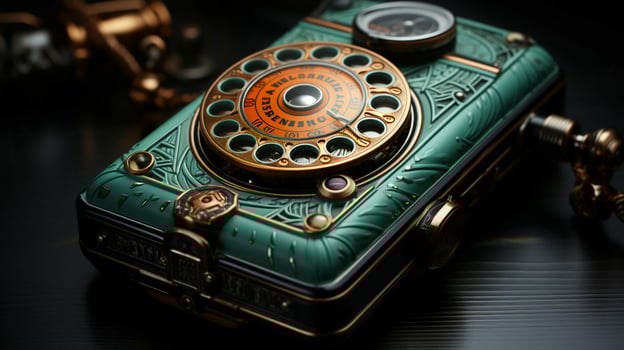 Retro old vintage mobile cell phone push-button from the 90s 2000s photo