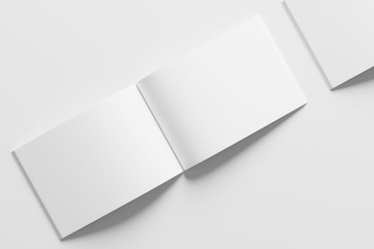 A4 Landscape Horizontal Magazine Brochure 3D Rendering White Blank Mockup photo