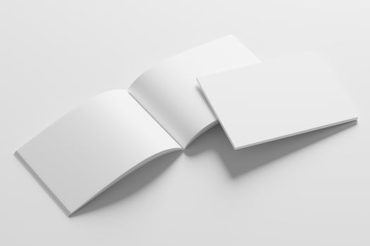 A4 Landscape Horizontal Magazine Brochure 3D Rendering White Blank Mockup photo