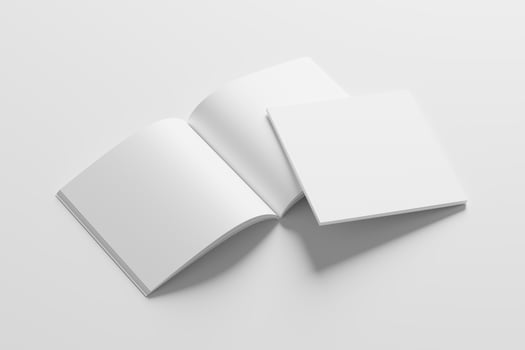 Square Magazine Brochure 3D Rendering White Blank Mockup photo
