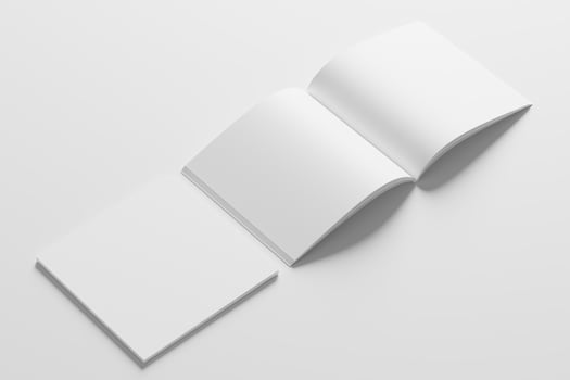 Square Magazine Brochure 3D Rendering White Blank Mockup photo