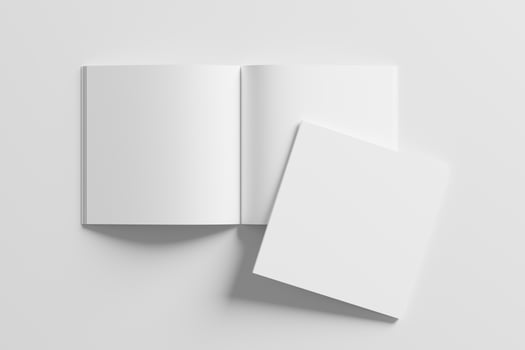 Square Magazine Brochure 3D Rendering White Blank Mockup photo