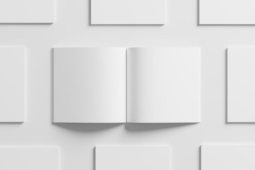 Square Magazine Brochure 3D Rendering White Blank Mockup photo