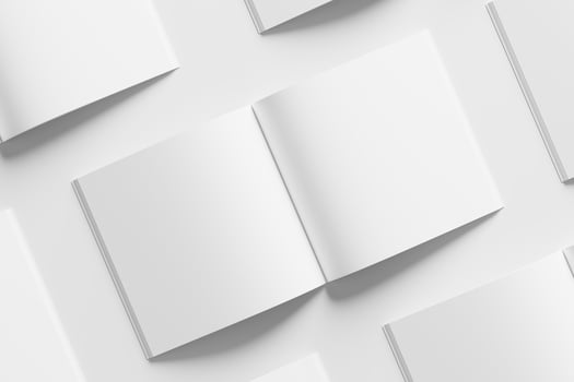 Square Magazine Brochure 3D Rendering White Blank Mockup photo