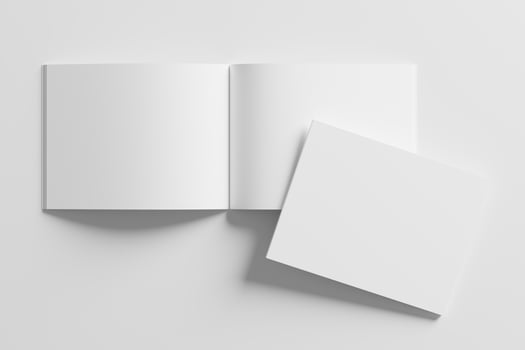 US Letter Landscape Magazine 3D Rendering White Blank Mockup photo