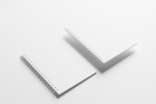 A4 A5 Rounded Corner Spiral Notebook 3D Rendering White Blank Mockup photo