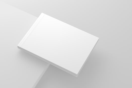 Softcover Landscape Book White Blank 3D Rendering Mockup photo