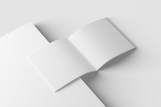 Square Brochure Magazine 3D Rendering White Blank Mockup photo