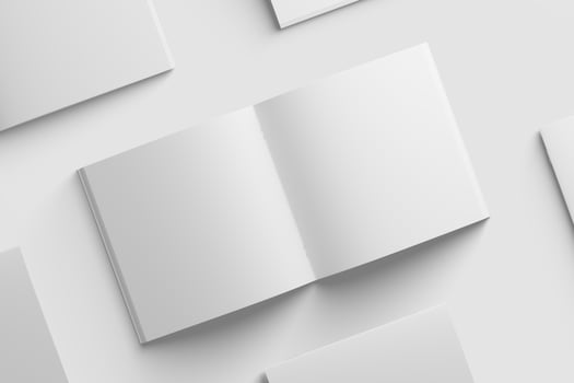 Square Brochure Magazine 3D Rendering White Blank Mockup photo