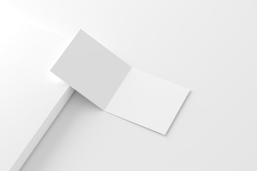Square Folded Invitation Card With Envelope White Blank 3D Rendering Mockup photo