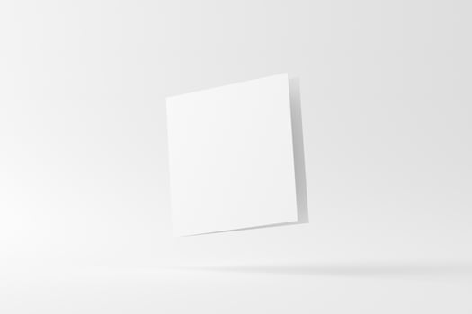 Square Folded Invitation Card With Envelope White Blank 3D Rendering Mockup photo