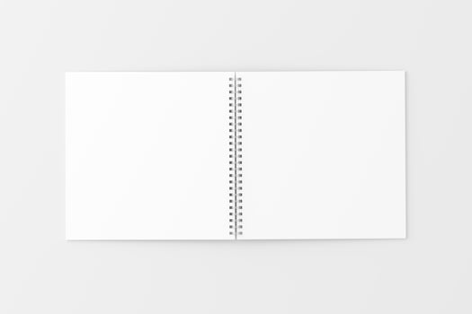 Square Spiral Notebook 3D Rendering White Blank Mockup photo