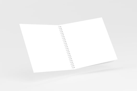 Square Spiral Notebook 3D Rendering White Blank Mockup photo