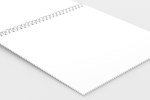 Square Spiral Notebook 3D Rendering White Blank Mockup photo