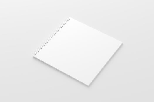 Square Spiral Notebook 3D Rendering White Blank Mockup photo