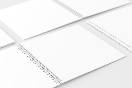 Square Spiral Notebook 3D Rendering White Blank Mockup photo