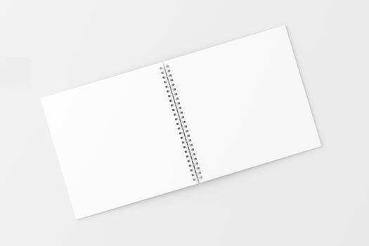 Square Spiral Notebook 3D Rendering White Blank Mockup photo