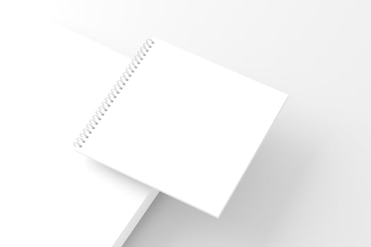 Square Spiral Notebook 3D Rendering White Blank Mockup photo