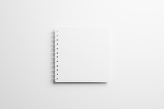 Square Spiral Notebook 3D Rendering White Blank Mockup photo