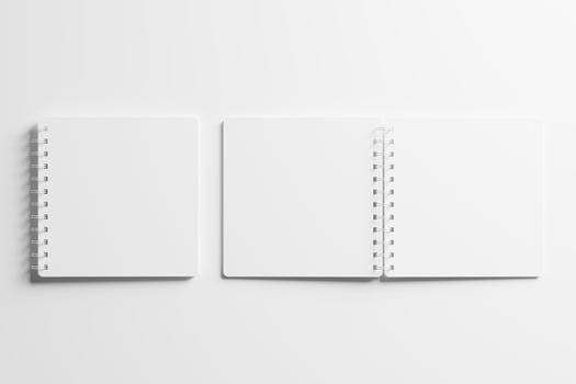 Square Spiral Notebook 3D Rendering White Blank Mockup photo