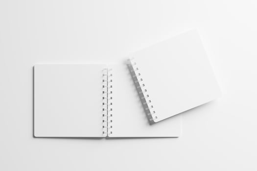 Square Spiral Notebook 3D Rendering White Blank Mockup photo