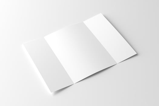 A4 Gatefold Brochure 3D Rendering White Blank Mockup photo