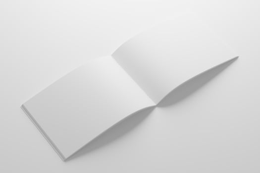 A4 Landscape Saddle Stitch Bifold Brochure White Blank 3D Rendering Mockup photo