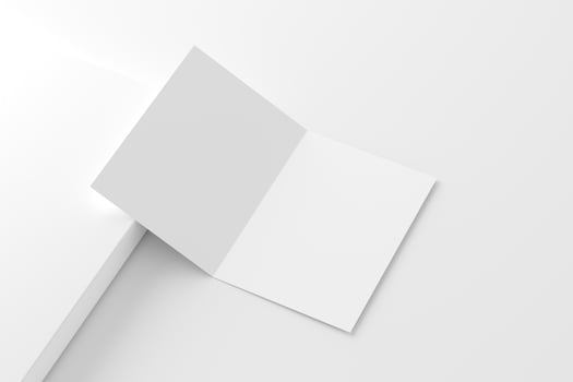 A4 A5 Folded Invitation Card With Envelope 3D Rendering White Blank Mockup photo