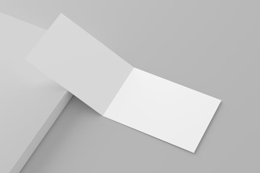 A4 A5 A6 Landscape Folded Invitation Card With Envelope 3D Rendering White Blank Mockup photo