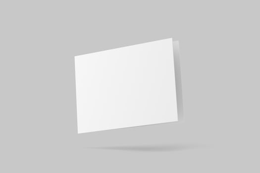 A4 A5 A6 Landscape Folded Invitation Card With Envelope 3D Rendering White Blank Mockup photo