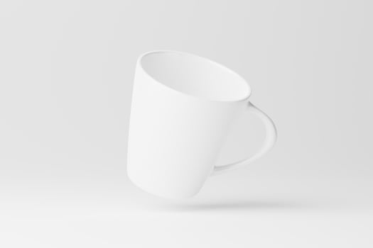 Ceramic Mug Cup For Coffee Tea White Blank 3D Rendering Mockup photo