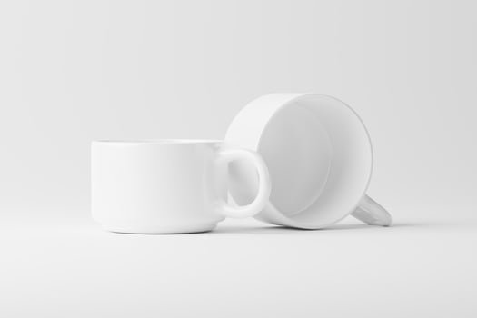 Ceramic Mug Cup For Coffee Tea White Blank 3D Rendering Mockup photo