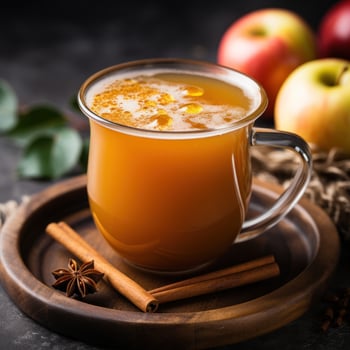 Spiced apple cider served warm in a cozy mug photo