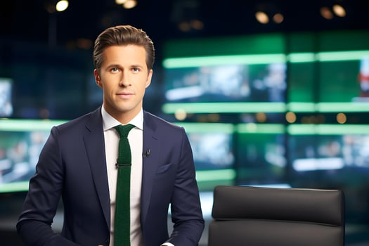 male television presenter. sports commentator, leading sports TV news. AI Generative photo
