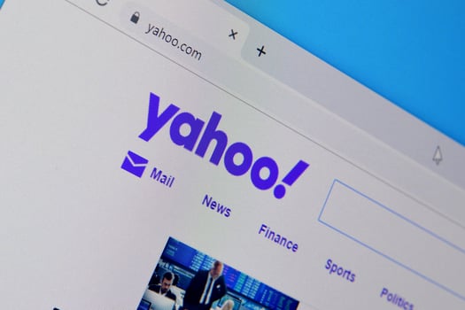 Homepage of yahoo website on the display of PC, url - yahoo.com. photo
