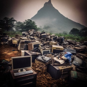 Electronic Waste Dumpsite - Generative AI Concept photo