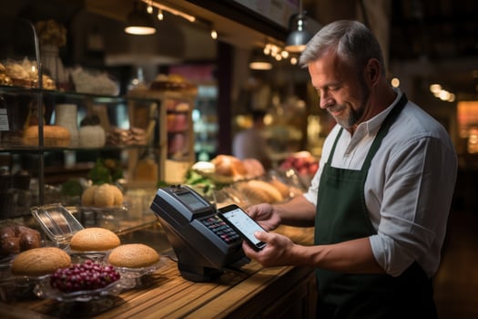 Mobile Payment via smartphone. Generative AI photo