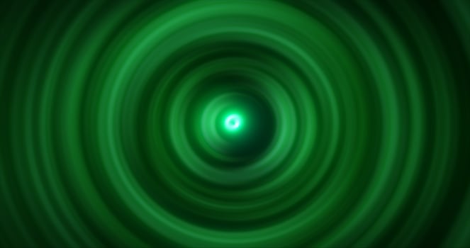 Abstract background of bright green glowing energy magic radial circles of spiral tunnels made of lines photo