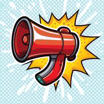 A device megaphone loudspeaker object. Sound device announce concept by AI Generated photo