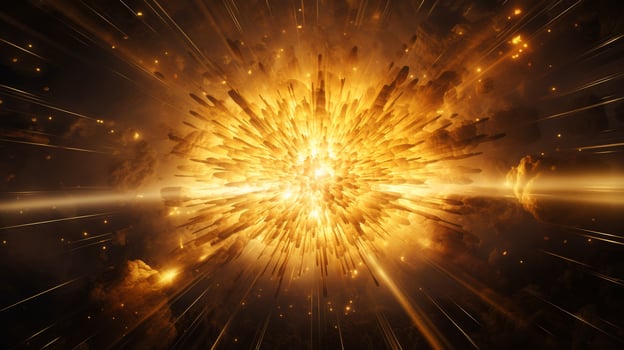 Explosion with yellow lighting. Generative AI photo
