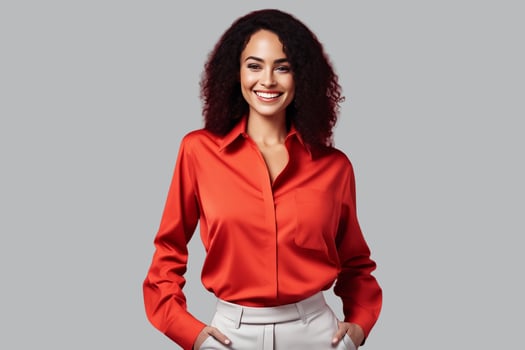 Image of businesswoman in color dress. AI Generative photo