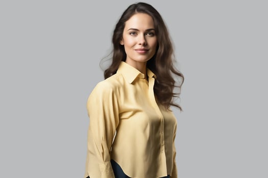 Image of businesswoman in color dress. AI Generative photo