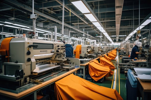 photo of inside textile factory line production view AI Generated