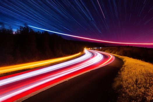 Light Trails at Night background. AI Generative Pro Photo