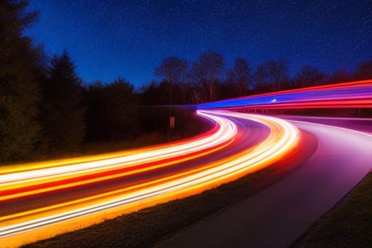 Light Trails at Night background. AI Generative Pro Photo