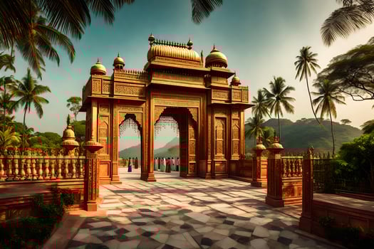 the entrance to a palace in india. AI-Generated photo