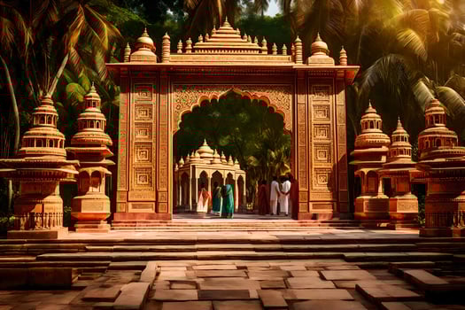 the entrance to a temple in india. AI-Generated photo