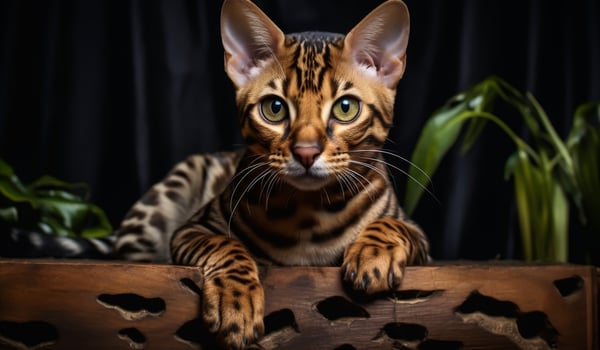Realistic portrait of Bengal cat. AI Generative photo