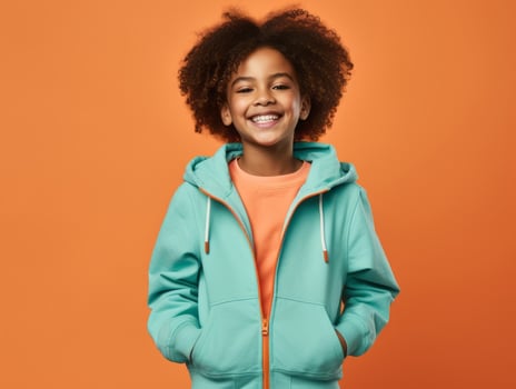 Happy Mexican kid in casual clothing against a neutral background AI Generative photo