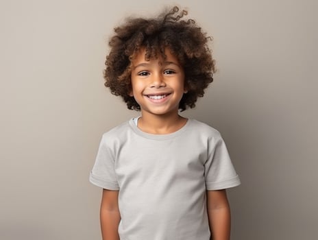 Happy Mexican kid in casual clothing against a neutral background AI Generative photo